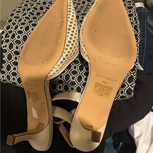 Ann Taylor Cream Woven Strappy Heels
